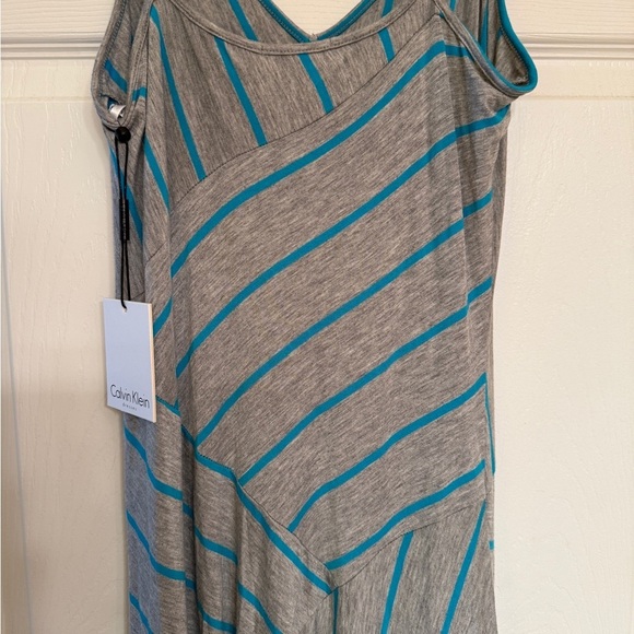 Calvin Klein Striped Gray and Blue full length Maxi Dress NWT - Picture 7 of 8